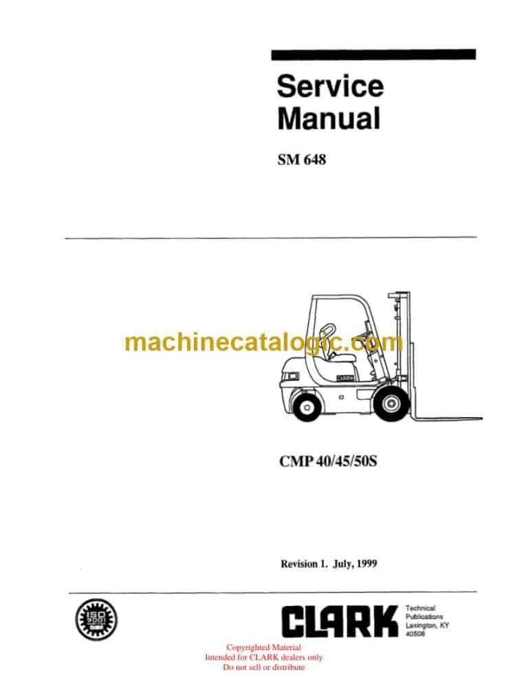 Clark CMP40, CMP45, CMP50S Forklift Service Manual (SM648)
