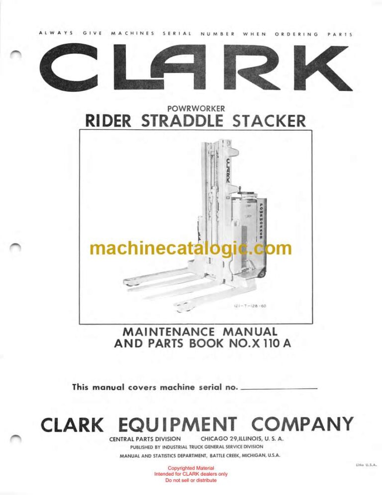 Clark Rider Straddle Stacker Parts Manual (X110A)