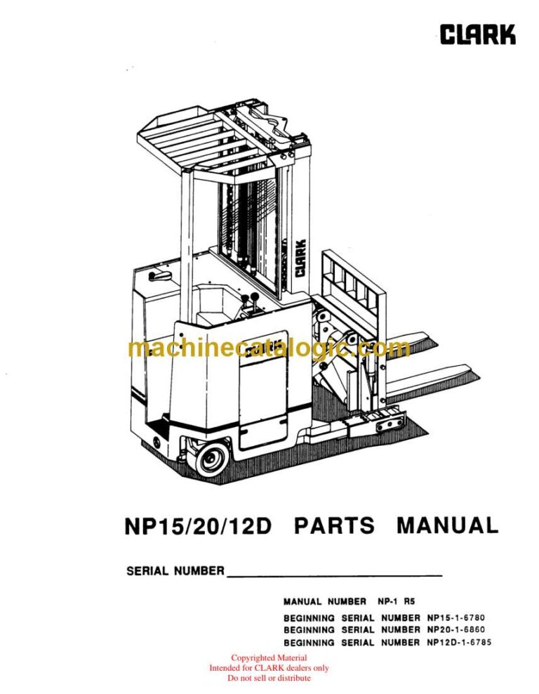 Clark NP15, NP20, NP12D Reach Truck Parts Manual (NP-1_REV5)
