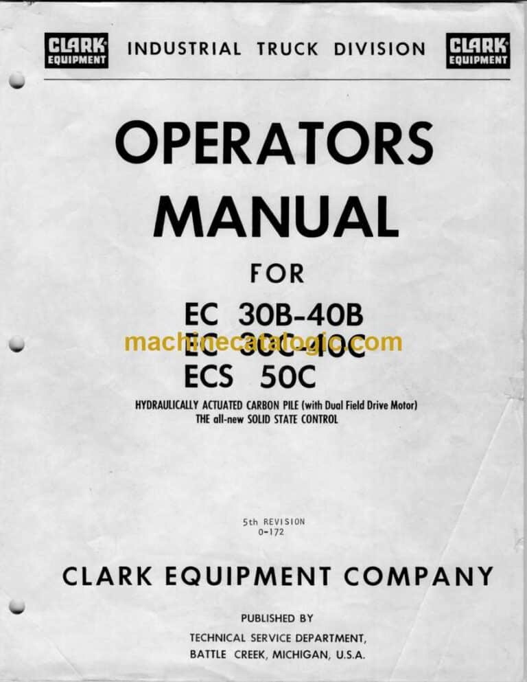 Clark EC30B, EC40B, EC30C, EC40C, ECS50C Forklift Operators Manual (O-172)