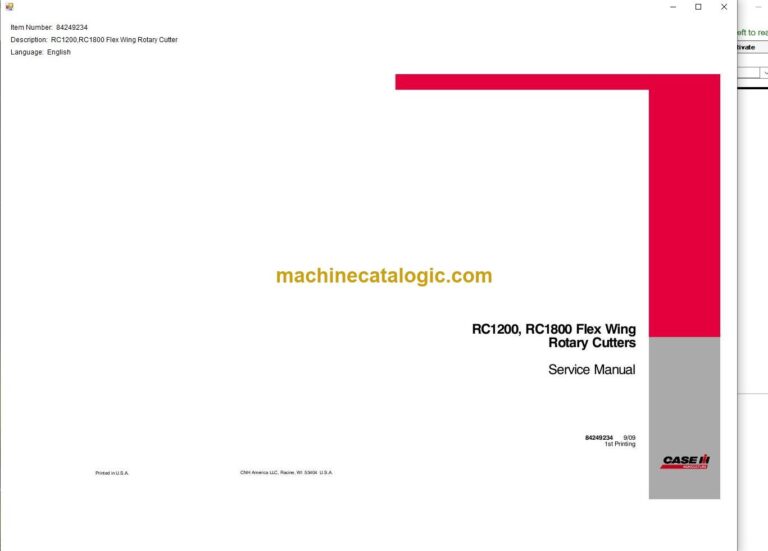 Case RC1200, RC1800 Flex Wing Rotary Cutters Service Manual