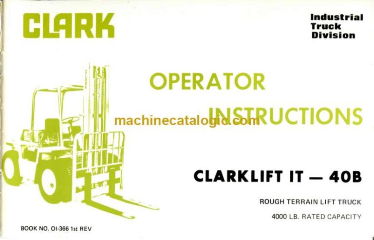 Clark Clarklift 40B Lift Truck Operators Manual (OI-366)