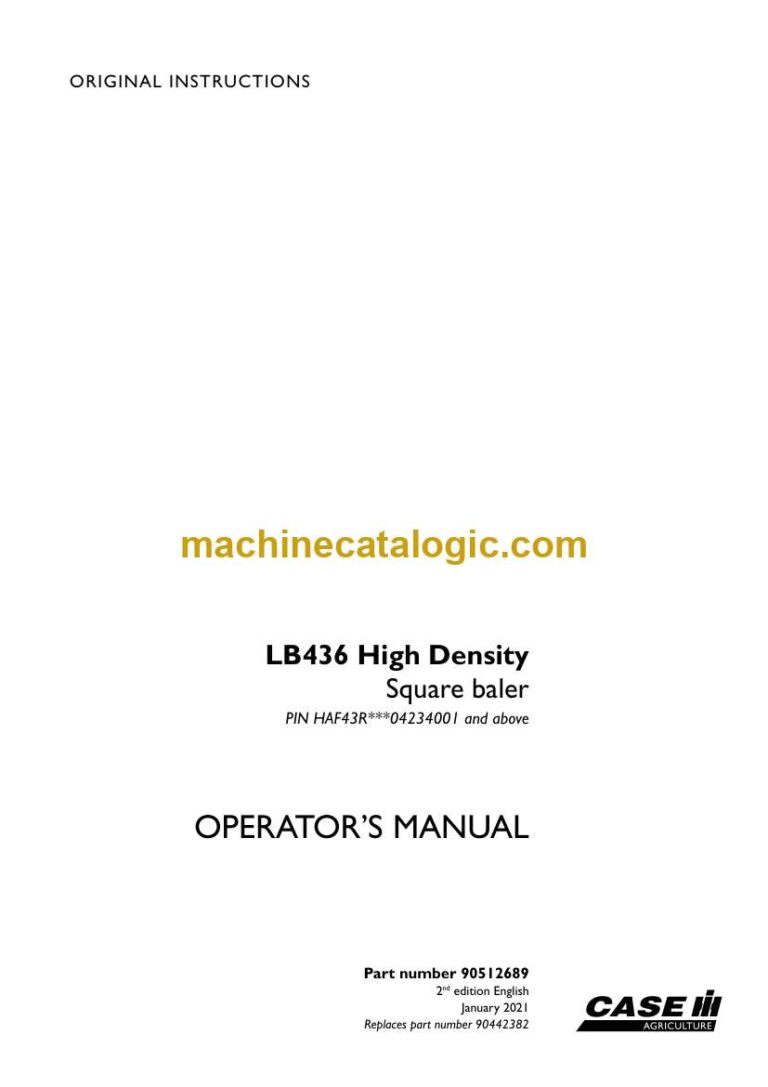 Case LB436 High Density Square Baler Operator Manual (90512689)