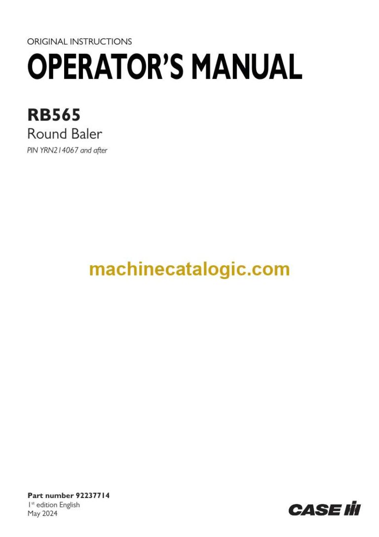 Case RB565 Round Baler Operator Manual (92237714)