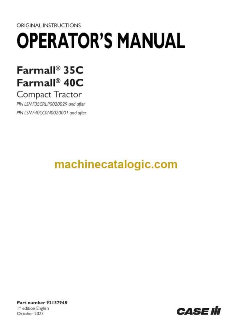 Case Farmall 35C, 40C Compact Tractor Operator Manual