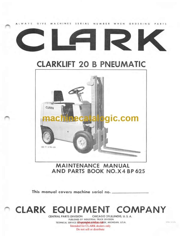 Clark Clarklift 20B Pneumatic Forklift Parts Manual (X4BP)