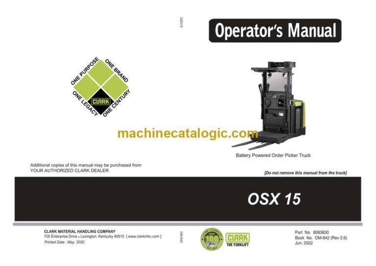 Clark OSX15 Picker Truck Operators Manual (OM-842)