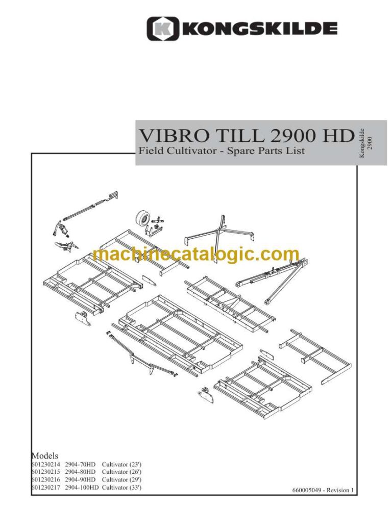 Kongskilde 2900HD Field Cultivator Spare Part List