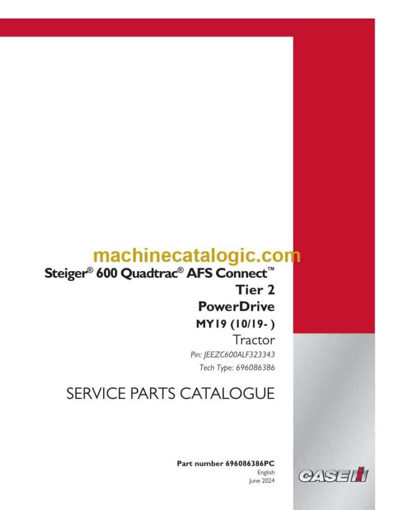Case Steiger 600 Quadtrac AFS Connect Tier 2 PowerDrive Tractor Service Parts Catalogue