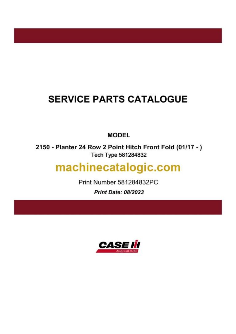 Case 2150 Planter 24 Row 2 Point Hitch Front Fold Service Parts Catalogue