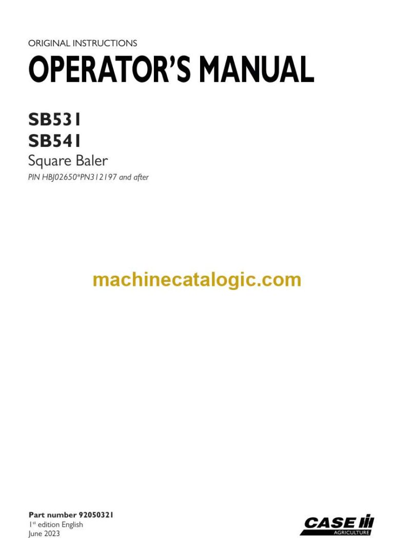 Case SB531, SB541 Square Baler Operator Manual