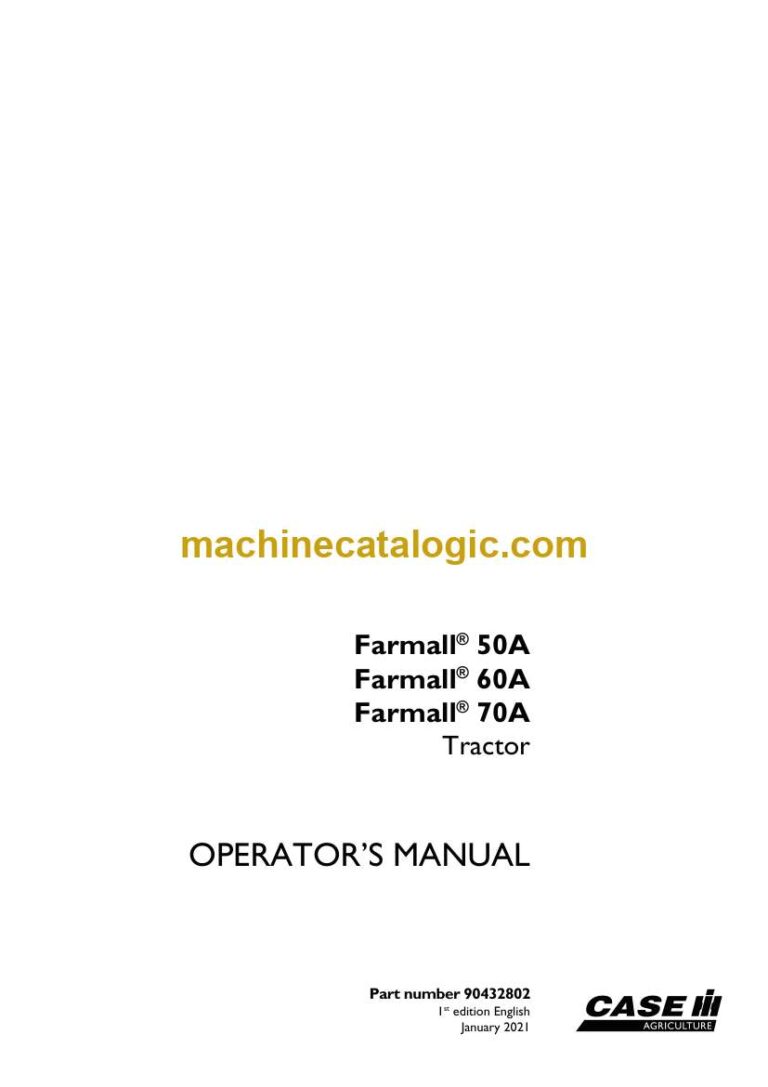 Case Farmall 50A, 60A, 70A Tractor Operator Manual