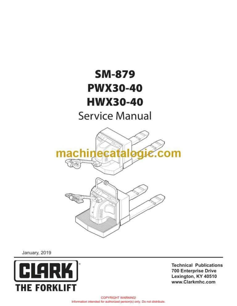 Clark PWX30-40, HWX30-40 Pallet Truck Service Manual (SM879)