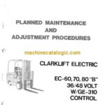 Clark EC60, EC70, EC80 B 36-48 Volt W-GE310 Control Forklift Planned Maintenance and Adjustment Procedures Manual (PMA377)