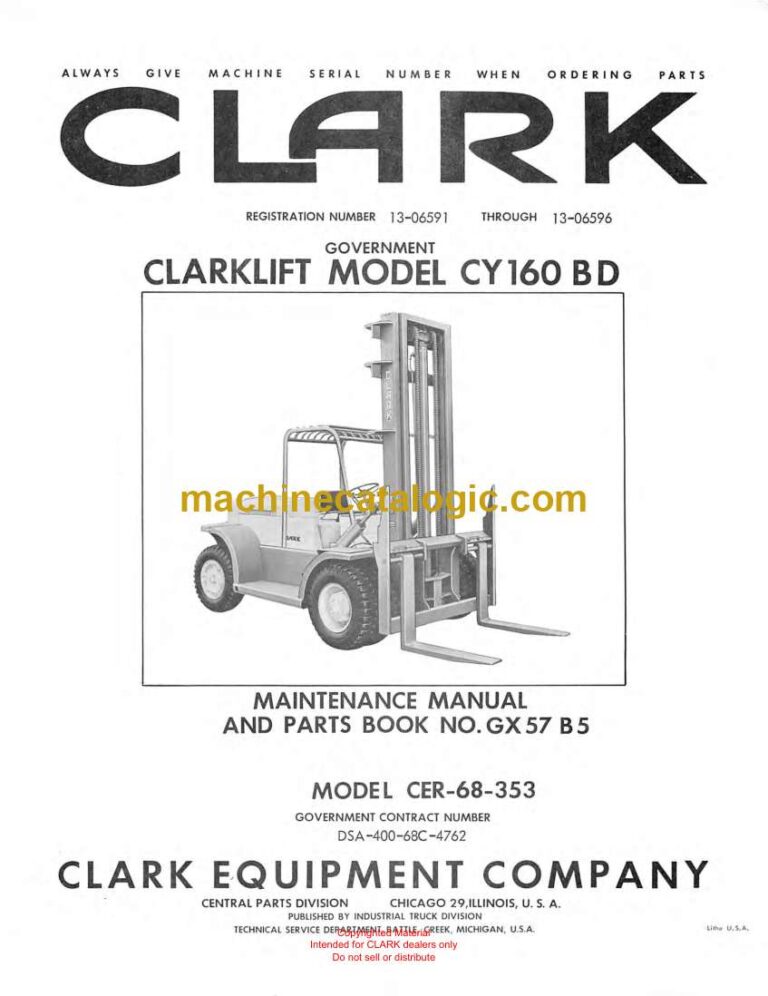Clark Clarklift CY160B D Parts Manual (GX57B5)