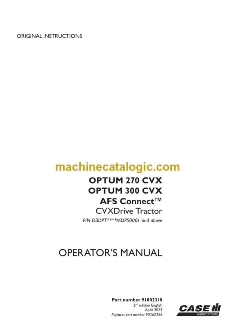 Case Optum 270CVX, 300CVX AFS Connect CVX Drive Tractor Operator Manual