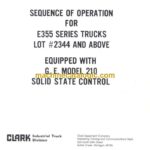 Clark E355 Series Truck Sequence of Operation (210 Control)