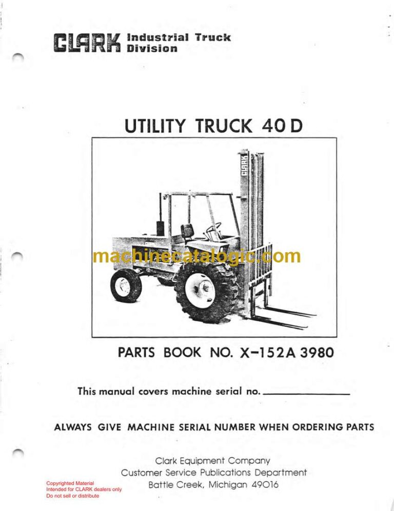 Clark 40D Utility Truck Parts Manual (X152A)