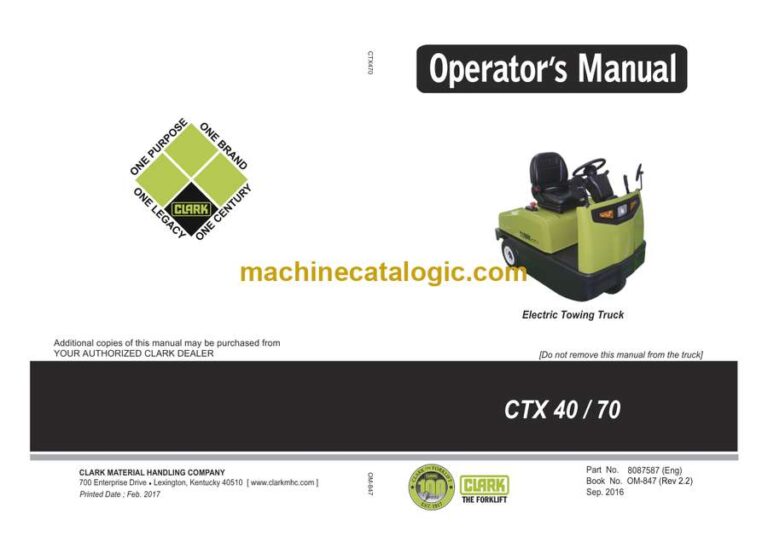 Clark CTX40, CTX70 Towing Truck Operators Manual (OM-847)