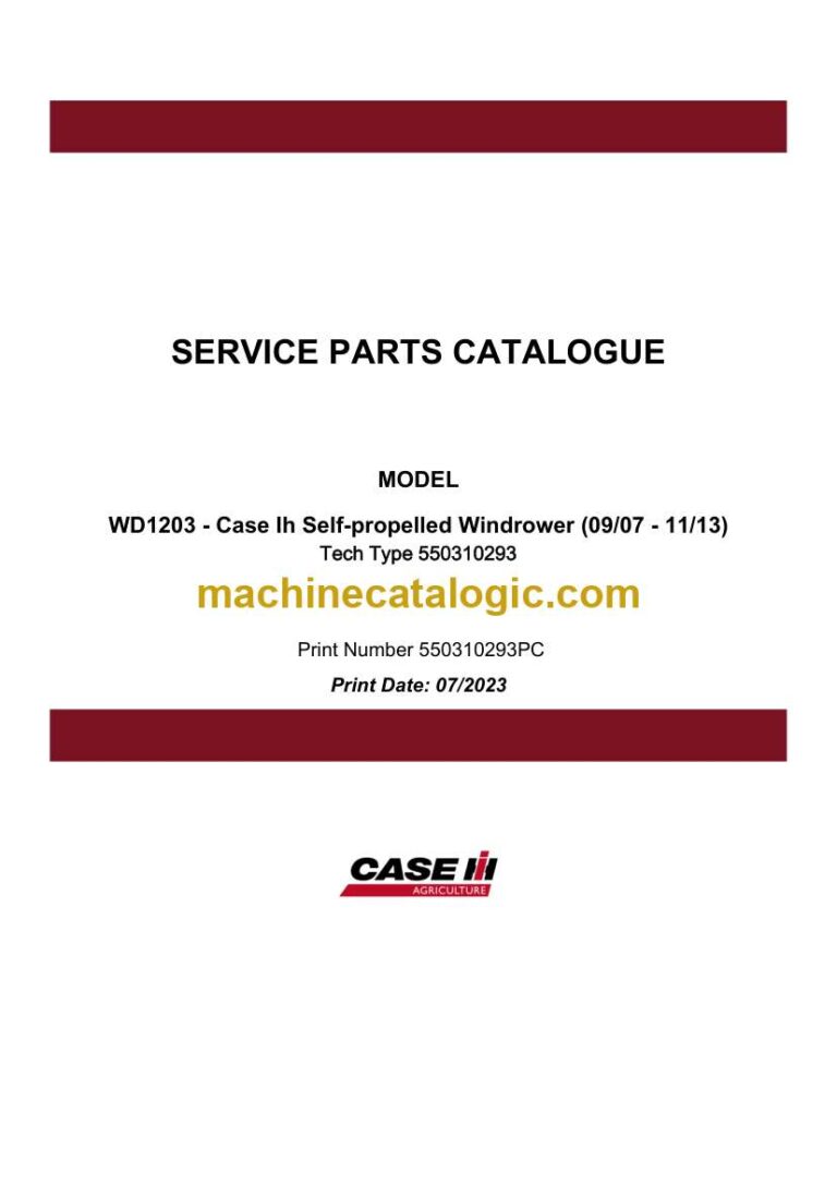 Case WD1203 Self-propelled Windrower Service Parts Catalogue