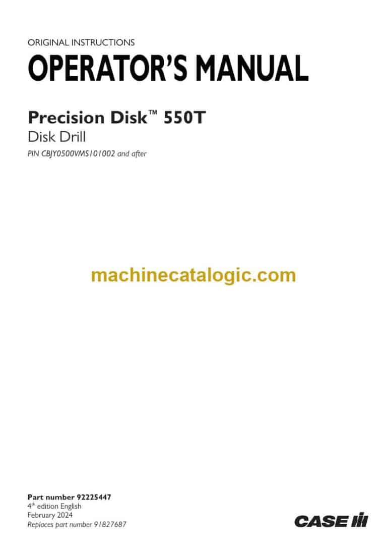 Case 550T Precision Disk Operator Manual