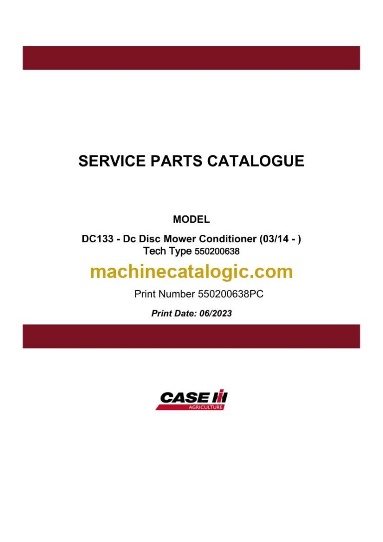 Case DC133 Disc Mower Conditioner Service Parts Catalogue