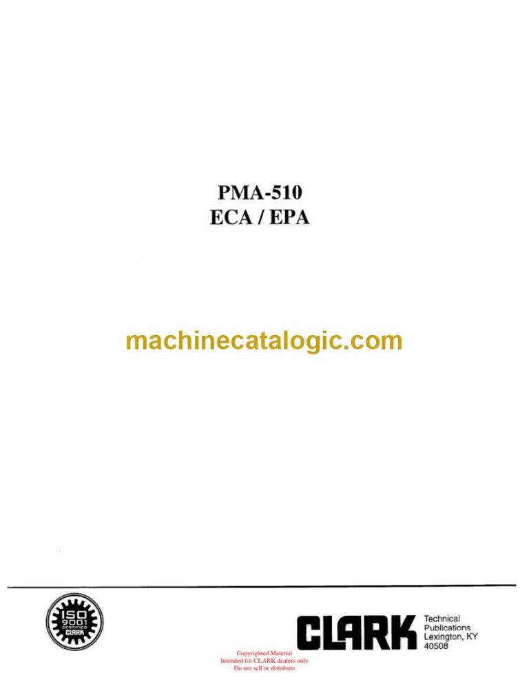 Clark ECA, EPA Forklift Planned Maintenance and Adjustment Procedures Manual (PMA510)