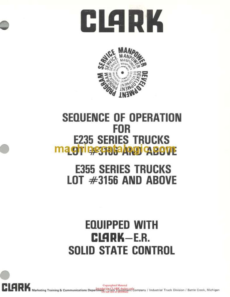 Clark E235, E355 Series Truck Sequence of Operation (EC250 Control)