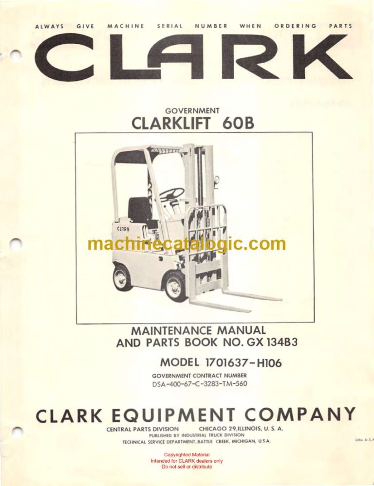 Clark Clarklift 60B Forklift Parts Manual (GX134B3)