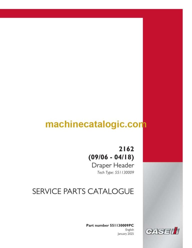 Case 2162 Draper Header Service Parts Catalogue