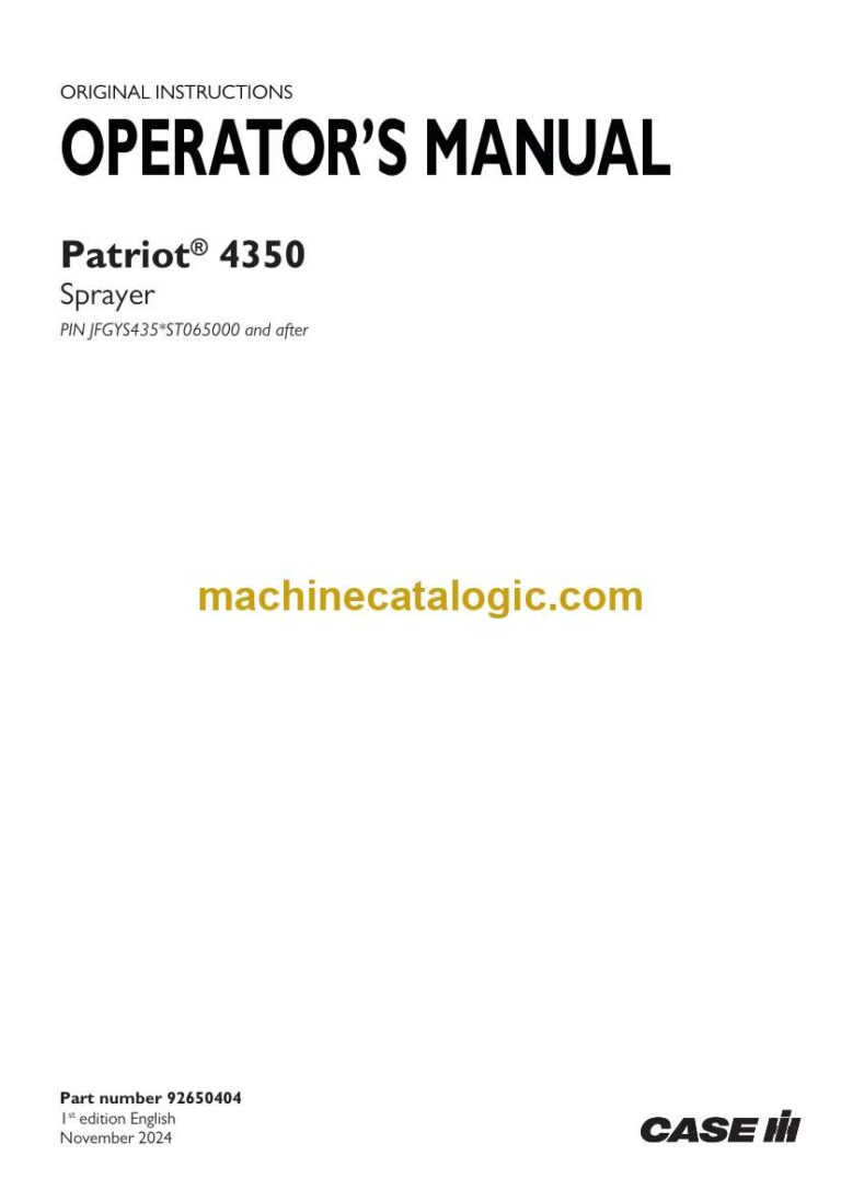 Case Patriot 4350 Sprayer Operator Manual