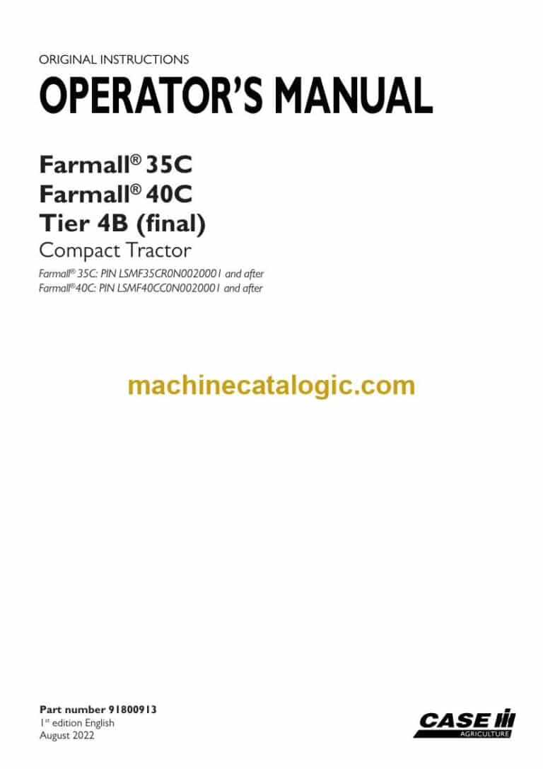 Case Farmall 35C, 40C Tier 4B Final Compact Tractor Operator Manual
