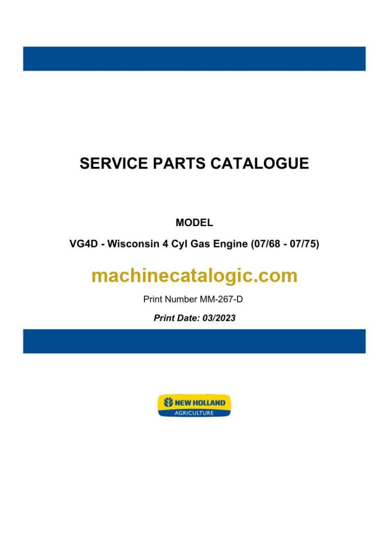 New Holland VG4D Wisconsin 4 Cyl Gas Engine Service Parts Catalogue