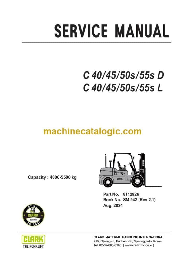 Clark C40, C45, C50s, C55s D, L Forklift Service Manual (SM942)
