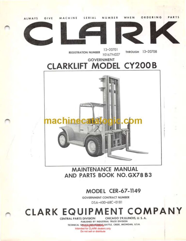 Clark Clarklift CY200B Forklift Parts Manual (GX78B3)