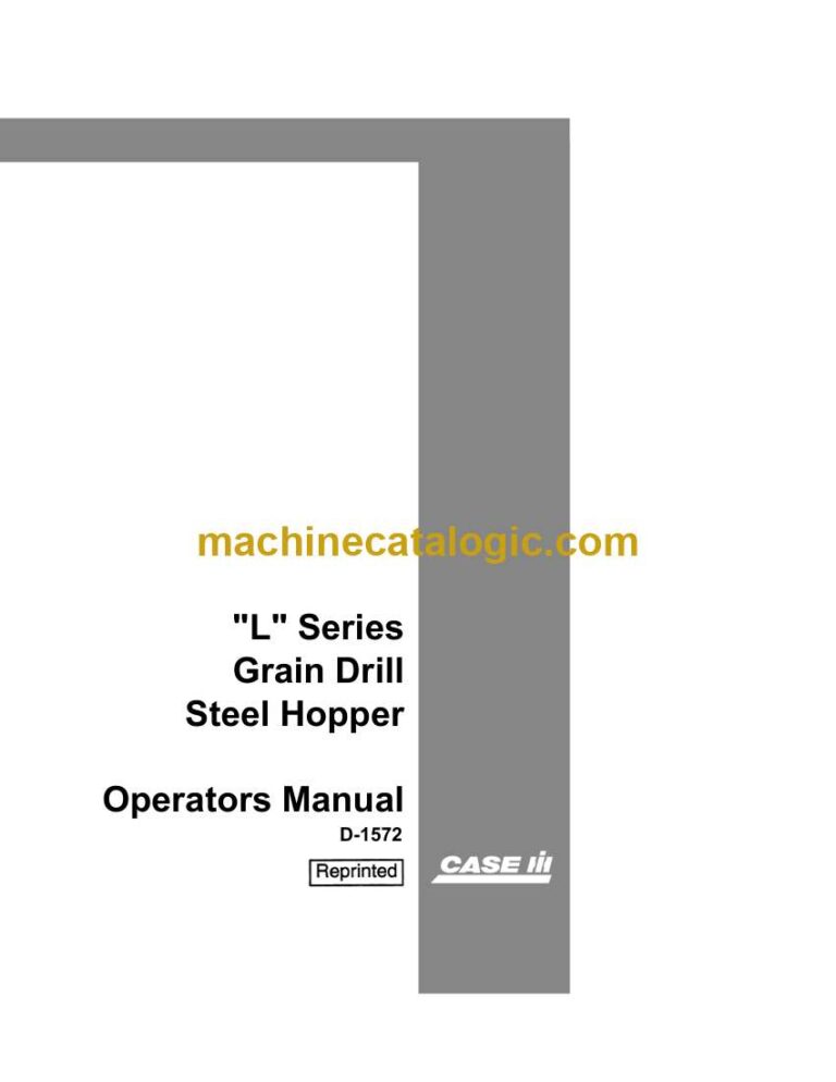 Case L Series Grain Drill Steel Hopper Operator Manual