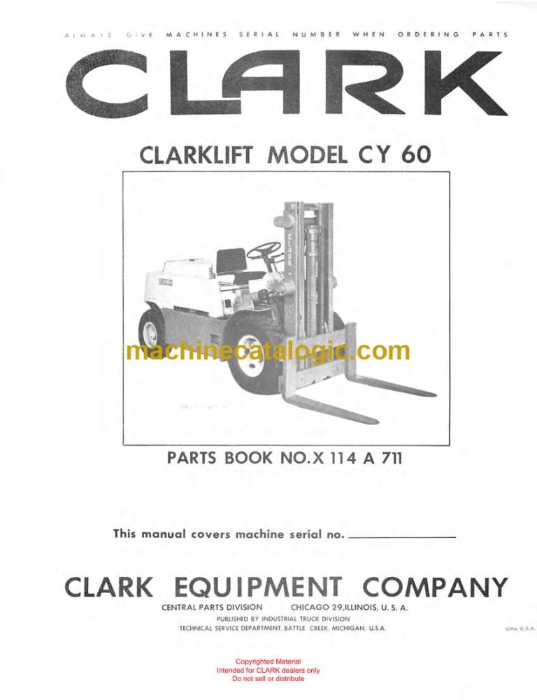 Clark Clarklift CY60 Forklift Parts Manual (X114A)