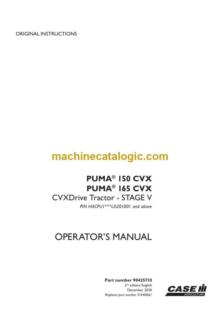 Case Puma 150CVX, 165CVX Stage 5 Drive Tractor Operator Manual