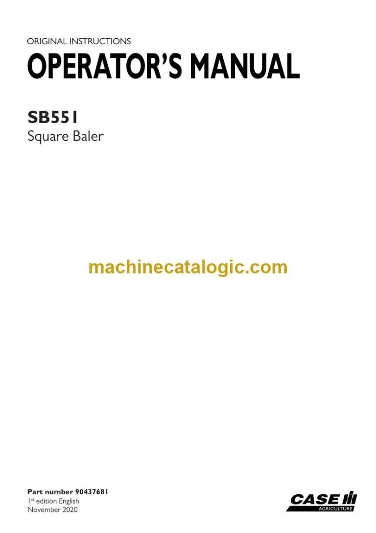 Case SB551 Square Baler Operator Manual