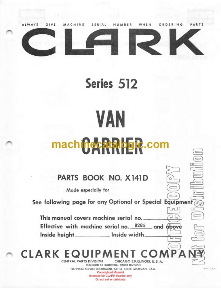Clark Series 512 Van Carrier Parts Manual (X141D)