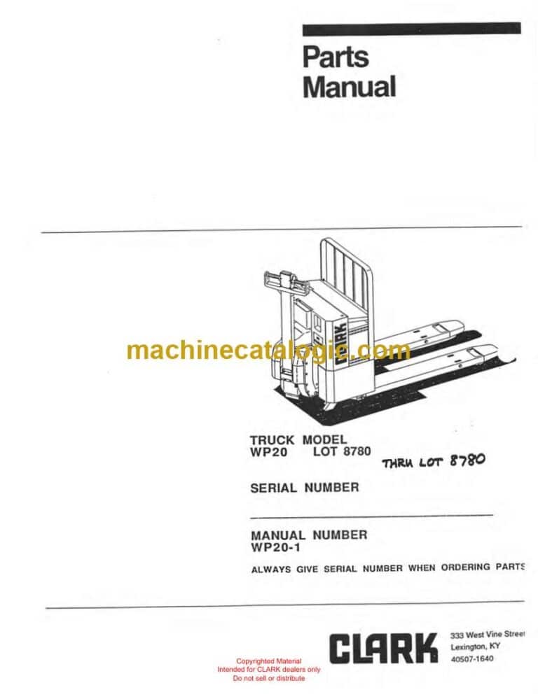 Clark WP20 Palletjack Parts Manual (WP20-1)