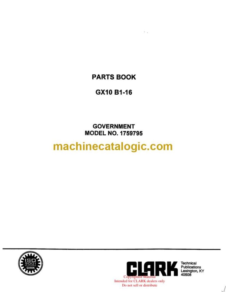Clark GX10 B1-16 Parts Manual (GX10B1-16)