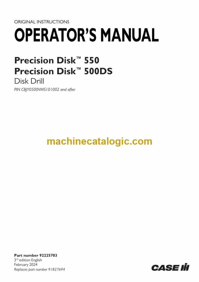 Case Precision Disk 550, 500DS Disk Drill Operator Manual