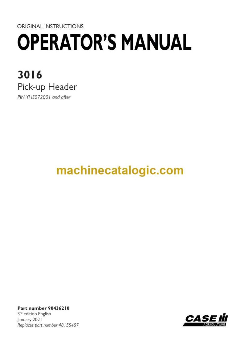 Case 3016 Pick-up Header Operator Manual
