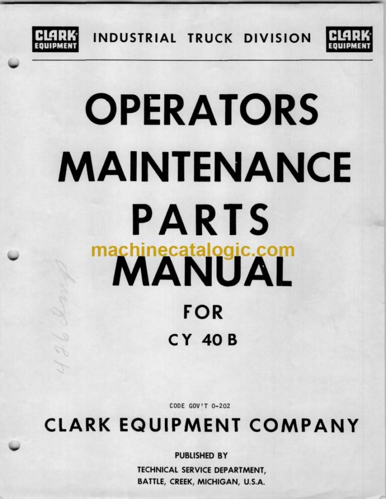 Clark CY40B Forklift Operator and Maintenance Manual (O-202)