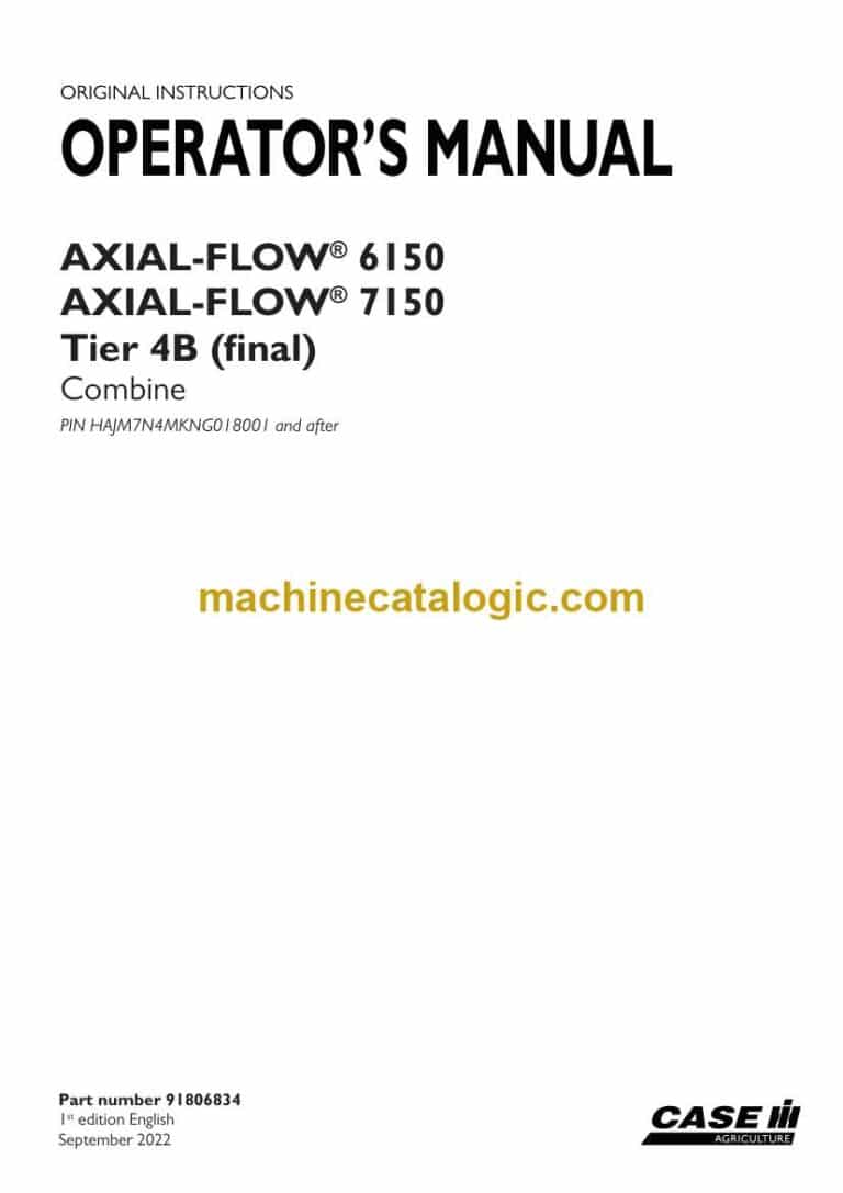 Case Axial-Flow 6150, 7150 Tier 4B Final Combine Operator Manual