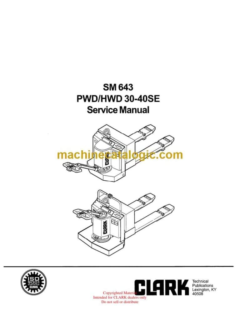 Clark PWD, HWD 30-40SE Service Manual (SM643)