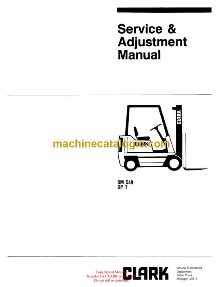 Clark OP7 Forklift Service Manual (SM549)