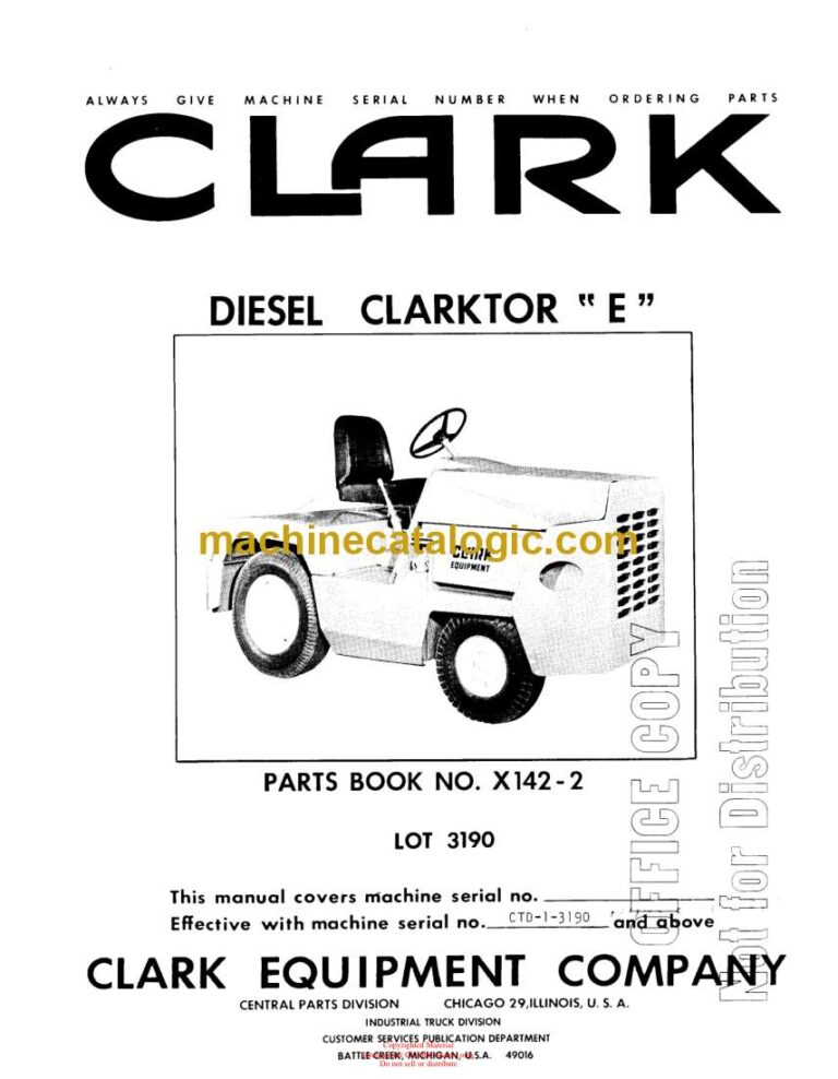 Clark Diesel Clarktor "E" Parts Manual (X142-2)