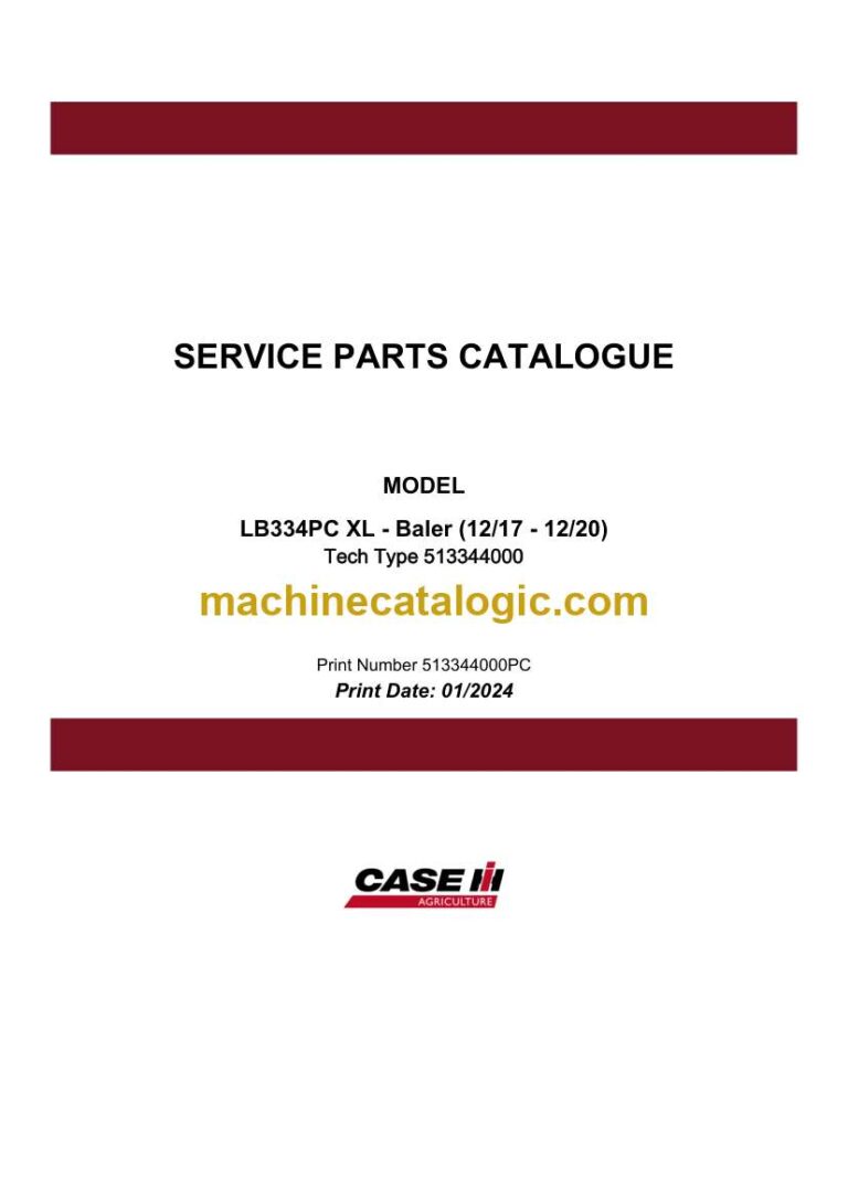 Case LB334PC XL Baler Service Parts Catalogue